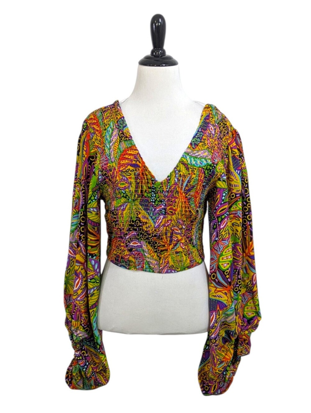 Live 4 Truth Stretchy Smocked Milkmaid Puff Sleeve Blouse - Size 1X Womens